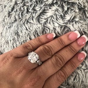 Stunning 5 carat cushion cut Art Deco ring.